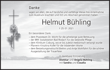 Anzeige von Helmut Bühling von MGO