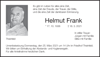 Anzeige von Helmut Frank von MGO