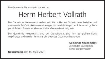 Anzeige von Herbert Vollrath von MGO