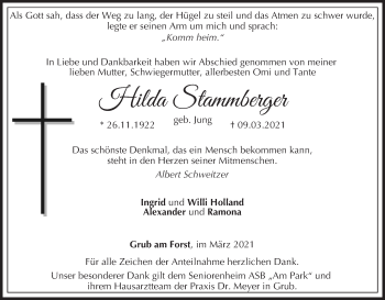 Anzeige von Hilda Stammberger von MGO