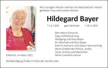 Anzeige von Hildegard Bayer von MGO
