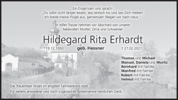 Anzeige von Hildegard Rita Erhardt von MGO