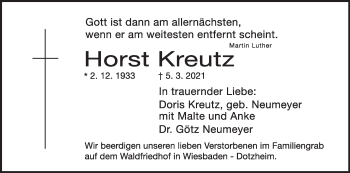 Anzeige von Horst Kreutz von MGO