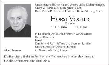 Anzeige von Horst Vogler von MGO