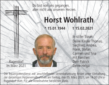 Anzeige von Horst Wohlrath von MGO