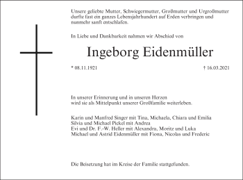 Anzeige von Ingeborg Eidenmüller von MGO