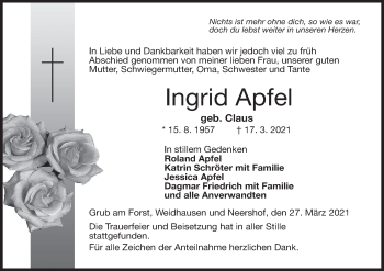 Anzeige von Ingrid Apfel von MGO