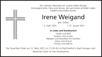 Anzeige von Irene Weigand von MGO