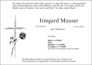 Anzeige von Irmgard Mauser von MGO