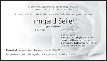 Anzeige von Irmgard Seiler von MGO
