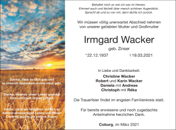 Anzeige von Irmgard Wacker von MGO