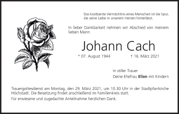 Anzeige von Johann Cach von MGO