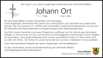Anzeige von Johann  Ort von MGO