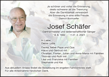 Anzeige von Josef Schäfer von MGO