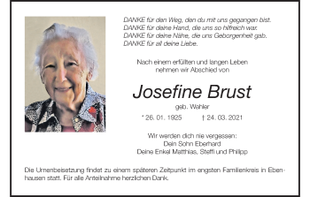 Anzeige von Josefine Brust von MGO