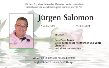 Anzeige von Jürgen Salomon von MGO