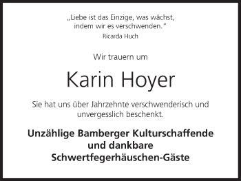Anzeige von Karin Hoyer von MGO