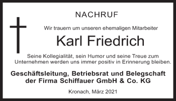 Anzeige von Karl Friedrich von MGO