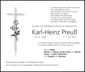 Anzeige von Karl-Heinz Preuß von MGO
