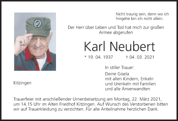 Anzeige von Karl Neubert von MGO