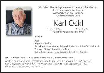 Anzeige von Karl Ockl von MGO