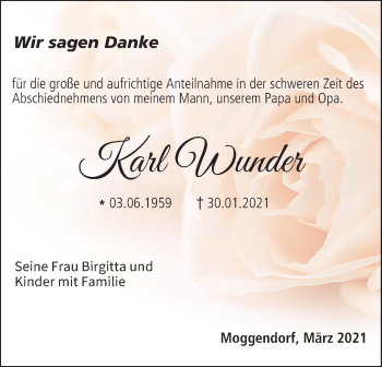 Anzeige von Karl Wunder von MGO