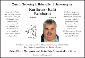 Anzeige von Karlheinz Reinhardt von MGO