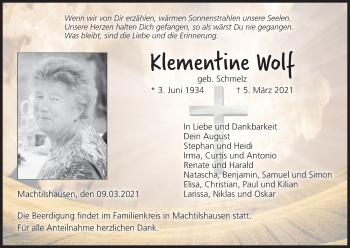 Anzeige von Klementine Wolf von MGO