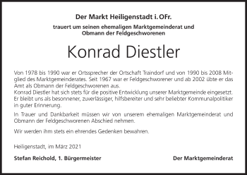 Anzeige von Konrad Diestler von MGO