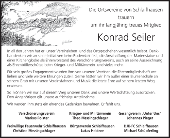 Anzeige von Konrad Seiler von MGO