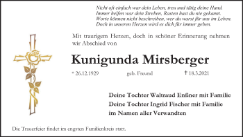 Anzeige von Kunigunda Mirsberger von MGO