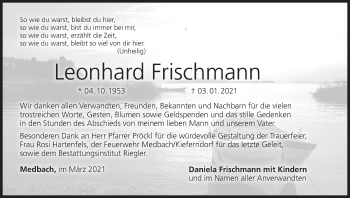 Anzeige von Leonhard Frischmann von MGO