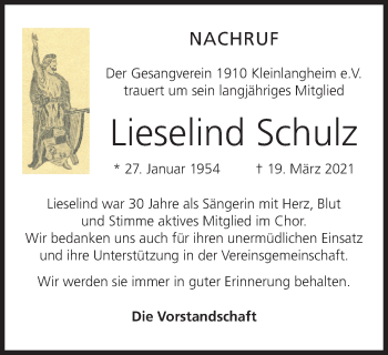 Anzeige von Lieselind Schulz von MGO
