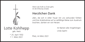 Anzeige von Lotte Kohlhepp von MGO