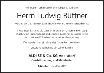 Anzeige von Ludwig Büttner von MGO