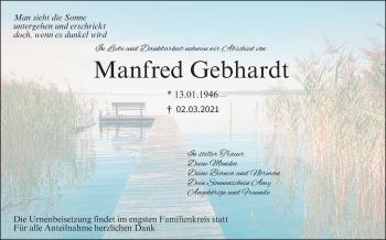 Anzeige von Manfred Gebhardt von MGO