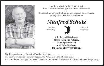 Anzeige von Manfred Schulz von MGO