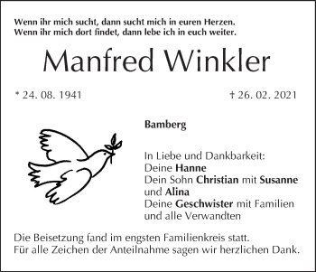 Anzeige von Manfred Winkler von MGO