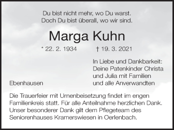 Anzeige von Marga Kuhn von MGO