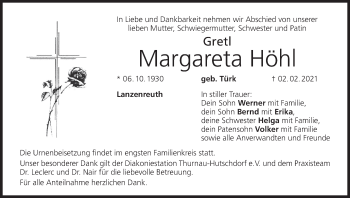 Anzeige von Margareta Höhl von MGO