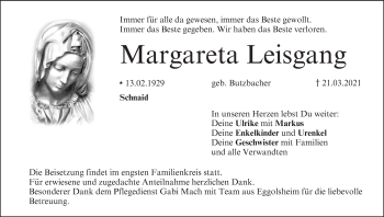 Anzeige von Margareta Leisgang von MGO