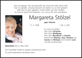 Anzeige von Margareta Stölzel von MGO