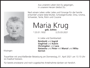 Anzeige von Maria Krug von MGO