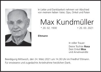 Anzeige von Max Kundmüller von MGO