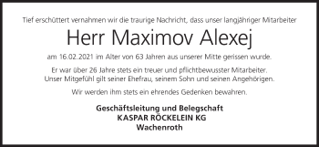 Anzeige von Maximov Alexej von MGO