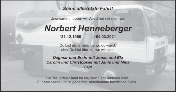 Anzeige von Norbert Henneberger von MGO