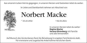 Anzeige von Norbert Macke von MGO