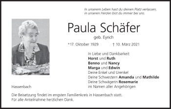 Anzeige von Paula Schäfer von MGO