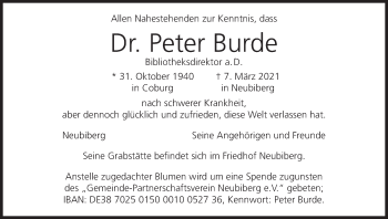 Anzeige von Peter Burde von MGO
