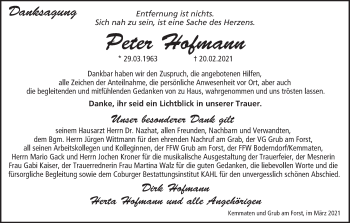Anzeige von Peter Hofmann von MGO
